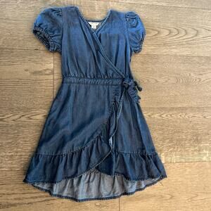 Habitual Kids Shae Wrap Chambray Denim Ruffle Dress 4T